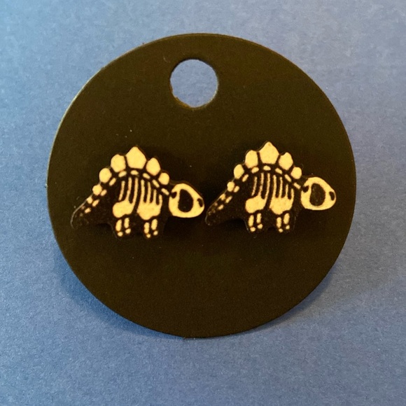 Skeleton Stegosaurs Earrings - Picture 1 of 1